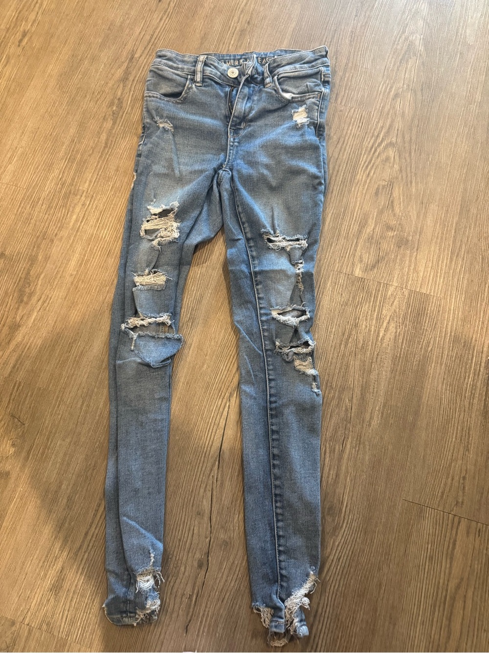 American Eagle Outfitters Light Blue Ripped Skinny Jeans